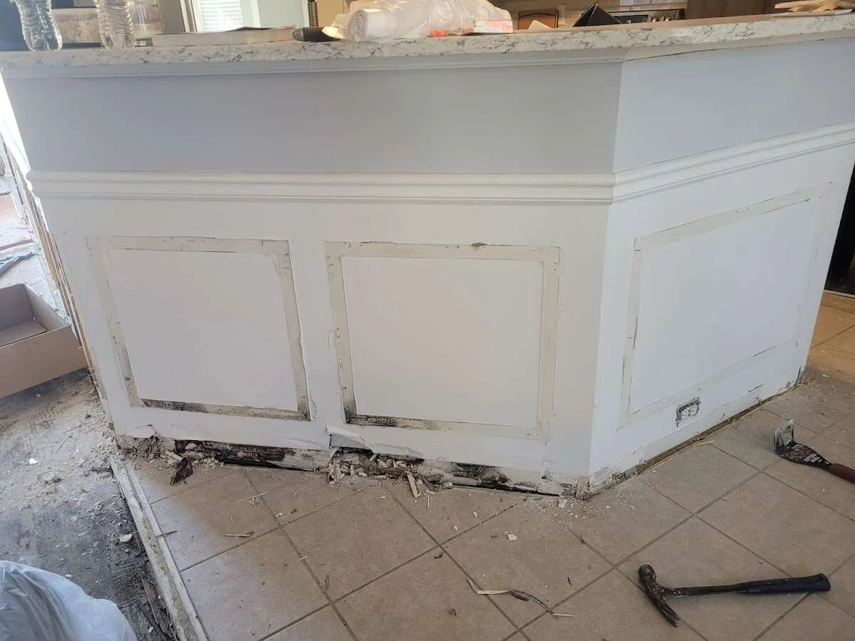 Water damage and mold on kitchen during Storm Damage Restoration in Charleston